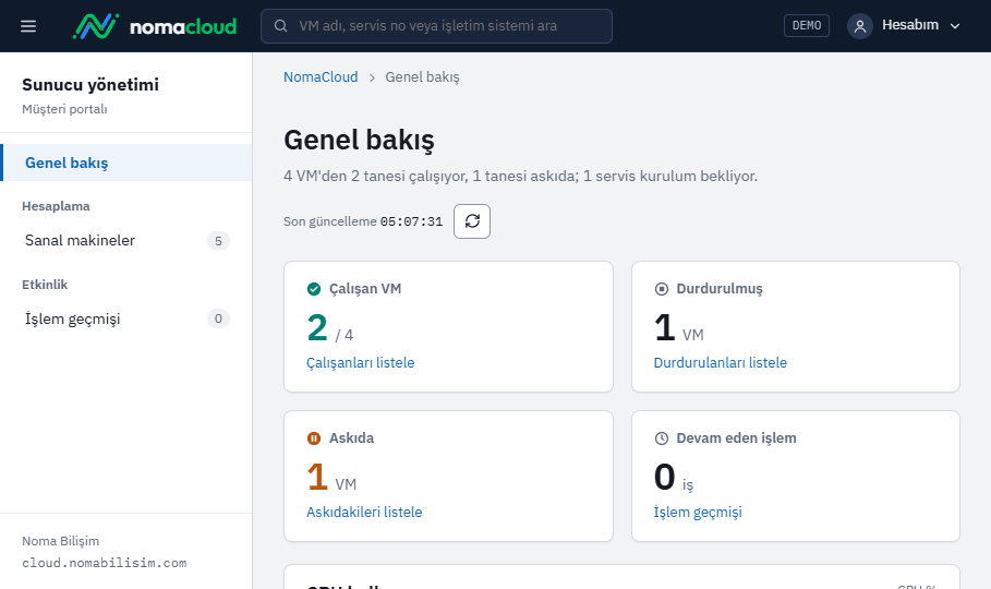Sunucularınız tek ekranda · Genel bakış